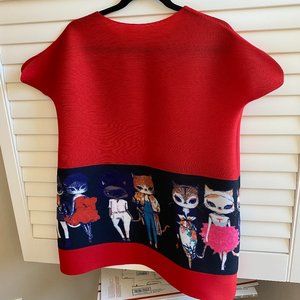 Bouncy Material Cartoon Cat Tunic